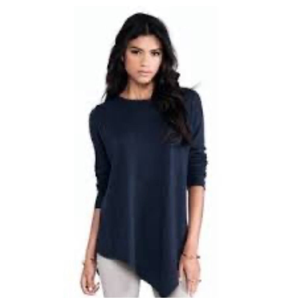 Alice + Olivia Navy Base Layer Asymmetrical Sweater SZ S/P Classic Minimalist